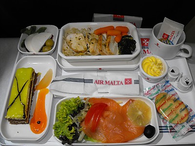 LHR to Malta Business Class Food May 2009